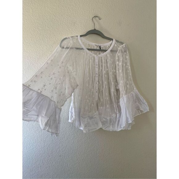 Anthropologie Tops - Anthropologie Akemi + Kin‎ star embroidered boho blouse oversized gauzy size xs